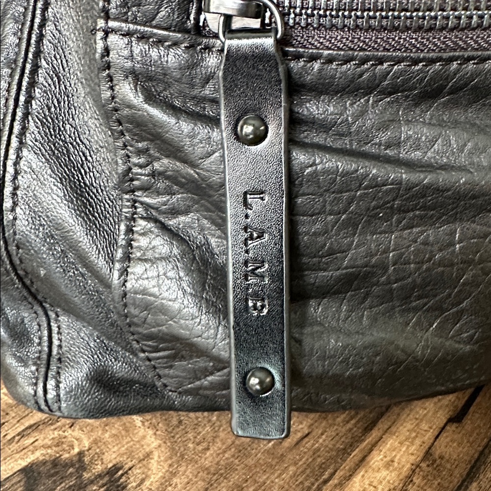 L.A.M.B. Black Leather Bucket Backpack - Picture 2 of 14